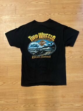 Harley-Davidson Black Short Sleeve 'Two Wheels' Kauai Graphic Tee